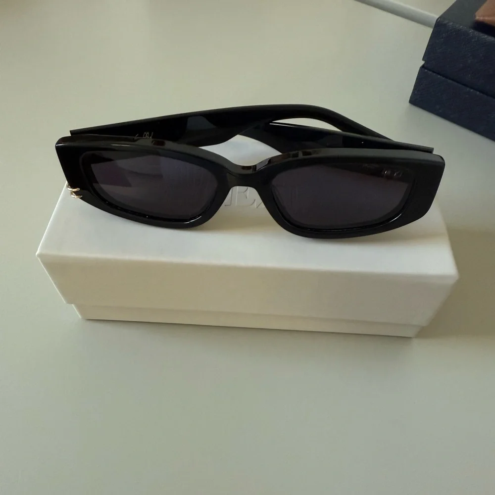 DEZI Cuffed Black Rectangular Sunglasses with Gold detail - Picture 3 of 8